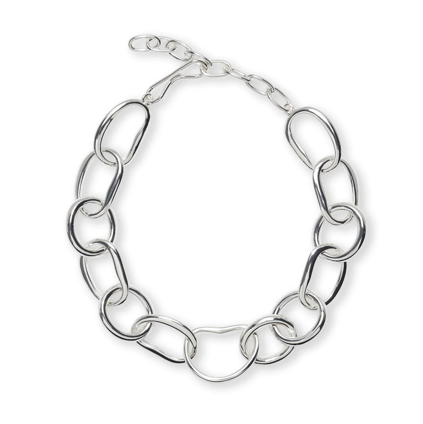 Lizzie Fortunato Porto Chain in Silver. Large link silver necklace with adjustable closure.